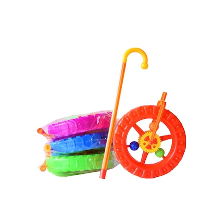 Jucarie de impins din plastic pentru copii in forma de roata, portocaliu, 24 cm [1]