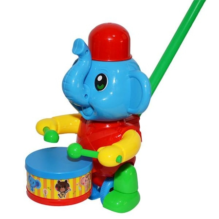 Jucarii de tras/impins - Jucarie de impins pentru copii sub forma de Elefant cu toba