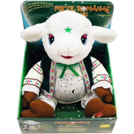 Jucarii, Copii & Bebe - Jucarie de plus interactiva Micul Romanas cu 12 Melodii Linistitoare,Lampa de Veghe, spune  Rugaciunea "Ingerasul"in Limba Romana