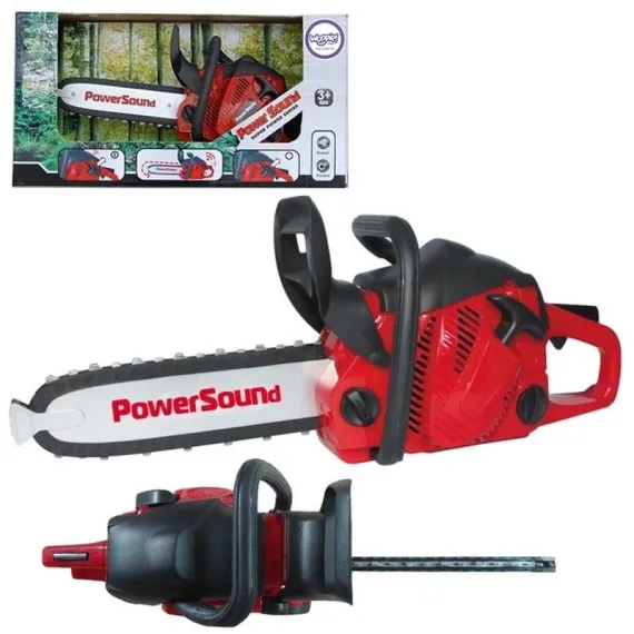 Jucarii, Copii & Bebe - Jucarie Drujba POWER SAW cu Sunete Realistice si Lant Rotativ  lungime 38 cm , Rosu cu Negru