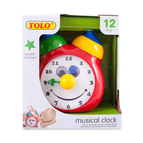 Jucarii de tras/impins - Jucarie Educativa pentru Bebelusi  – Ceas Muzical cu Melodii si Sunet de Clopotel, 12 luni+
