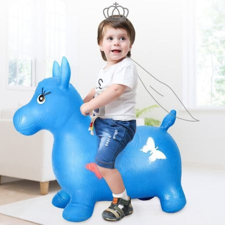Jucarii interactive - Jucarie Interactiva - Calut gonflabil muzical albastru , 55x22x48.5 cm