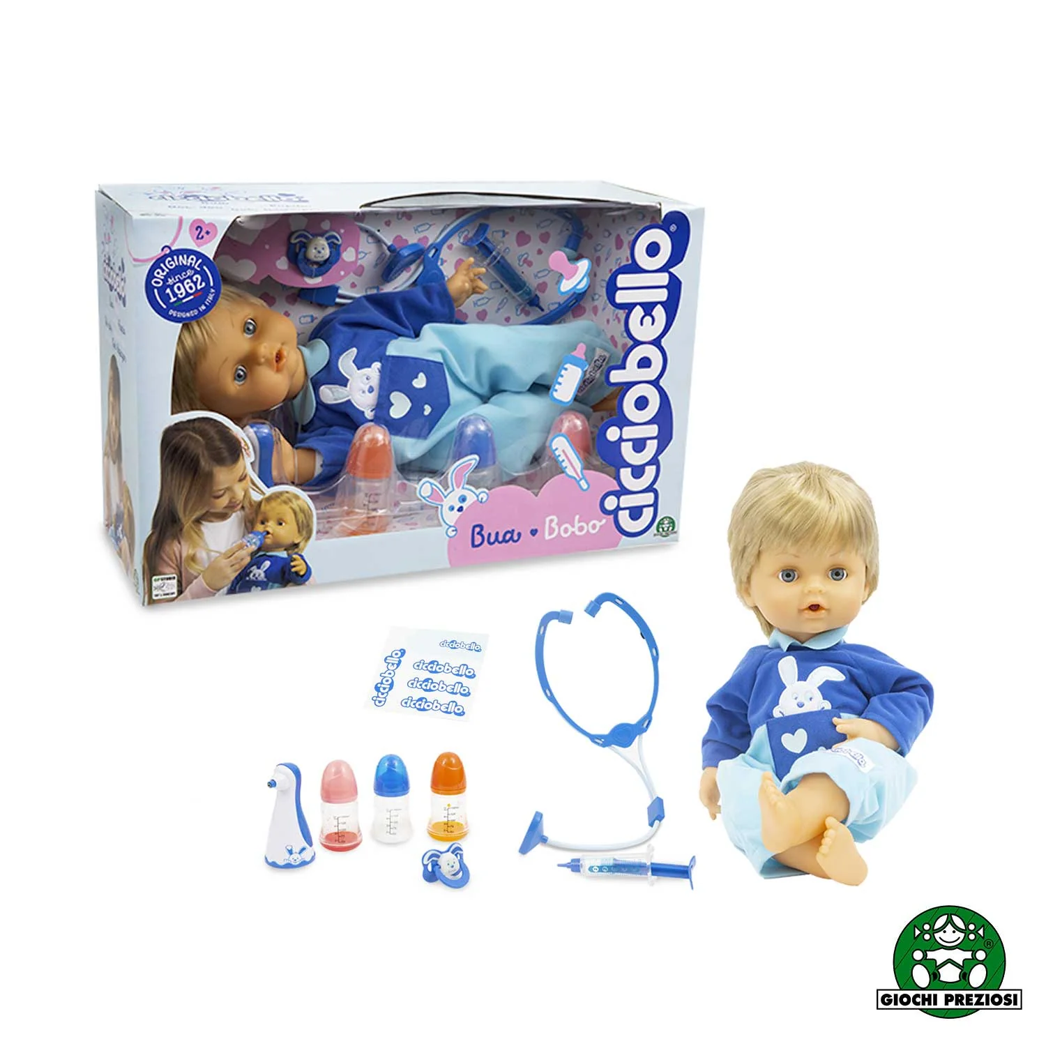 Jucarie Interactiva Cicciobello Bua Bua -  Papusa ,, Baietel Blond Bolnavior'' 42cm -  Original Giochi Preziosi [1]