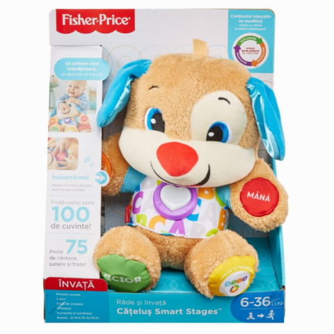 Jucarie interactiva Fisher Price, Catelusul Vorbitor The Talking Puppy - Smart Stages - Include Tehnologia ,, Etape de Dezvoltare '' cu 3 Niveluri de Joc in Limba Romana [1]