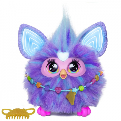 Jucarii in Reclama TV - Jucarie interactiva Hasbro, Furby Boom Purple, 15 accesorii, Voice Activated Animatronic, mov, 6 ani+