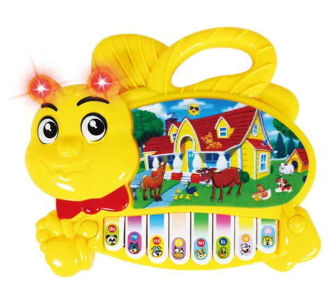 Jocuri si jucarii educative - Jucarie Interactiva pentru Bebelusi - Pianina Electrica cu Animale  tip Albinuta  pentru  Copii mici -  Joaca prin Invatare -  Lumini și Sunete