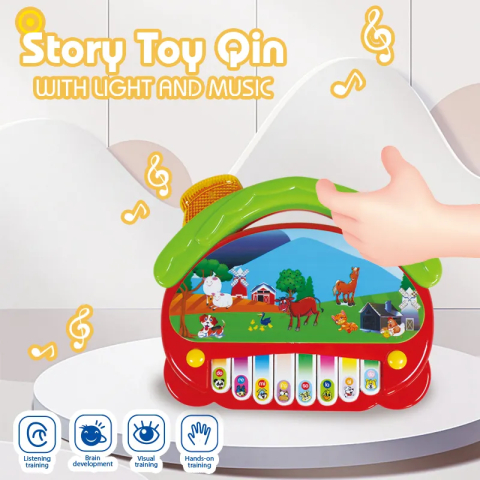 Jucarie Interactiva pentru Bebelusi - Pianina Electrica cu Animale tip  Casuta pentru Copii mici - Joaca prin Invatare - Lumini și Sunete [1]