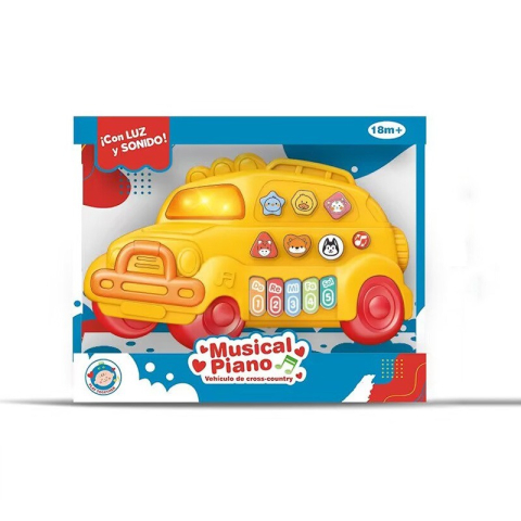 Jocuri si jucarii educative - Jucarie Interactiva pentru Bebelusi - Pianina Electrica  tip Masinuta  pentru Copii mici - Joaca prin Invatare - Lumini și Sunete