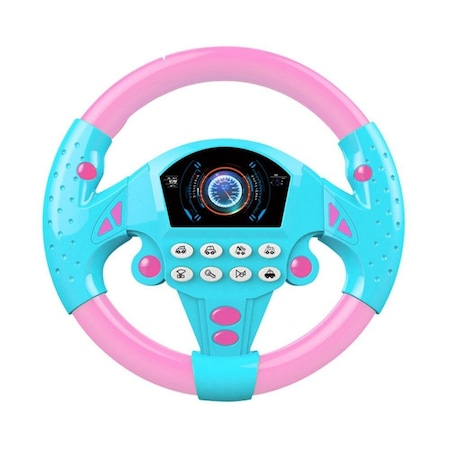 Jucarii interactive - Jucarie interactiva volan muzical cu sunete reale de masina, cu suport venutze, Roz-Bleu, Avaleea