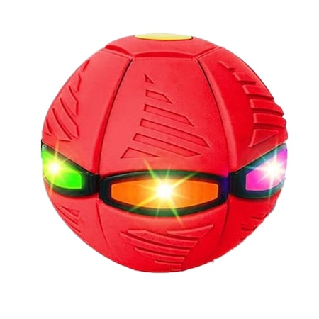 Jucarii interactive - Jucarie Minge Magica, UFO FlyBall™ cu 6 LED-uri, tip OZN pentru joaca in Familie sau cu Animale Domestice -Rosu