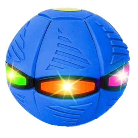 Jucarii interactive - Jucarie Mingea Magica, UFO FlyBall™ cu 6 LED-uri, tip OZN pentru joaca in Familie  sau cu Animale Domestice -Albastru