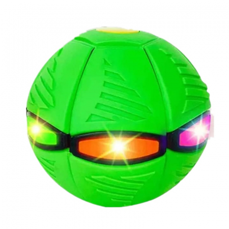 Jucarii interactive - Jucarie Mingea Magica, UFO FlyBall™ cu 6 LED-uri, tip OZN pentru joaca in Familie sau cu Animale Domestice - Verde