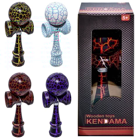 Jocuri si jucarii educative - Kendama Original  Crack  din Lemn, Joc Interactiv pentru Copii si Adulti , 18 CM