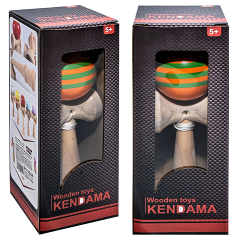 Kendama Profesionala din Lemn - 3 Linii Ruber Grip- Joc Interactiv de Indemanare pentru Copii si Adulti , 18 CM [2]