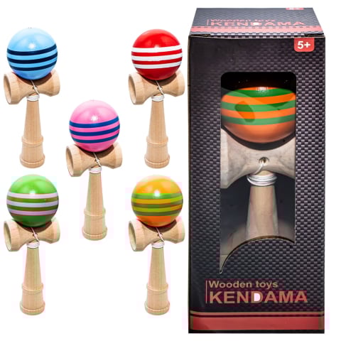 Jucării - Kendama Profesionala din Lemn - 3 Linii Ruber Grip- Joc Interactiv de Indemanare pentru Copii si Adulti , 18 CM