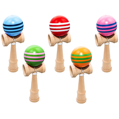 Kendama Profesionala din Lemn - 3 Linii Ruber Grip- Joc Interactiv de Indemanare pentru Copii si Adulti , 18 CM [1]