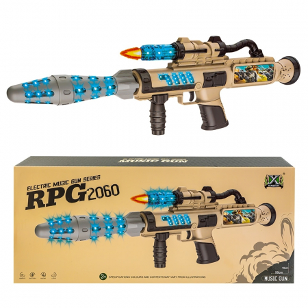 Arme de jucarie - Lansator de Rachete de jucarie cu Sunete si Lumini, Bazooka 56x6x18 cm