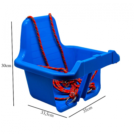 Leagan pentru Copii din plastic cu Spatar pentru Interior sau Exterior , Stabil si Usor, Franghii Incluse -  Albastru [3]