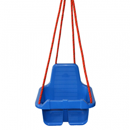 Leagan pentru Copii din plastic cu Spatar pentru Interior sau Exterior , Stabil si Usor, Franghii Incluse -  Albastru [4]
