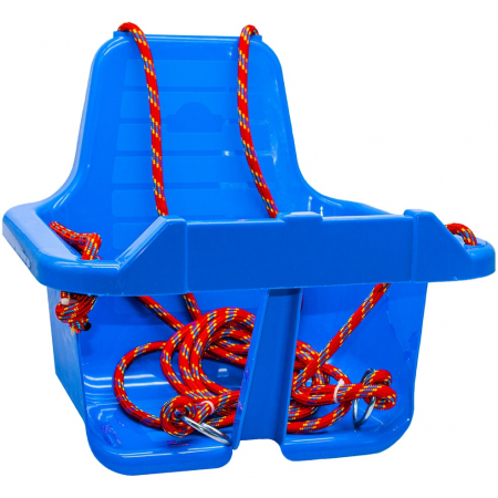 Leagane copii - Leagan pentru Copii din plastic cu Spatar pentru Interior sau Exterior , Stabil si Usor, Franghii Incluse -  Albastru
