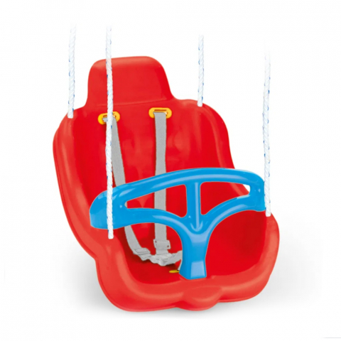 Leagane copii - Leagan cu Spatar si Centura de Siguranta, Interior sau Exterior, Bara Protectie Detasabila,  Franghii Ajustabile cu Karabina, KidsProtect - Rosu