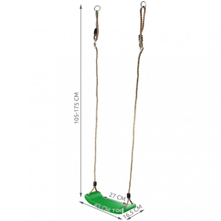 Leagan pentru copii cu platforma de plastic, franghii si elemente metalice pentru siguranta, verde [2]