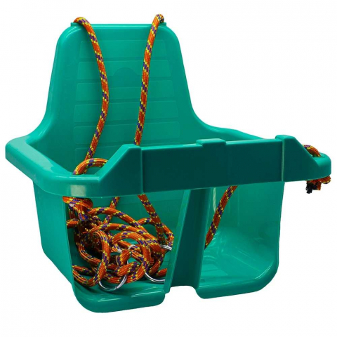 Leagane copii - Leagan pentru Copii din plastic cu Spatar pentru Interior sau Exterior , Rezistent , Stabil si Usor, Franghii cu Inele Metalice de Prindere  Incluse - TURCOAZ