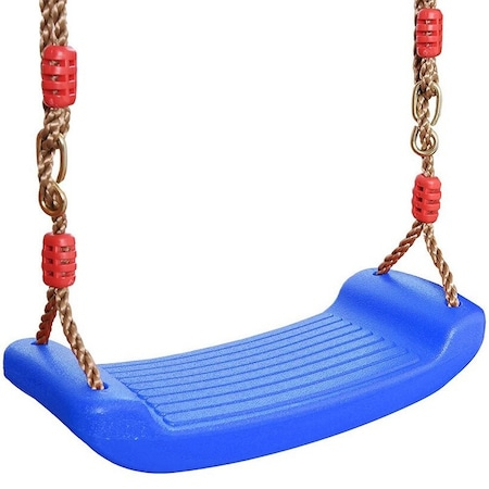 Leagan pentru copii din plastic fara spatar, Welora®, Stabil si Usor, Franghii Incluse, Rezistent 100kg, Calitate Premium, Dimensiuni 44 x 17 x 7.5 cm, Albastru [0]