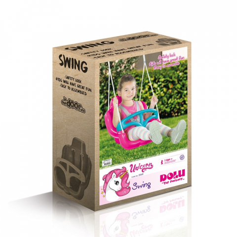 Leagan cu Spatar si Centura de Siguranta,  Exterior sau Interior, Bara Protectie Detasabila,, Franghie Ajustabila, KidsProtect  Unicorn [5]