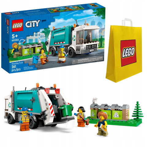 Cuburi si caramizi - Joc de Constructii LEGO CITY BLOCKS 60386 Camion de Reciclare -  Masina de Gunoi