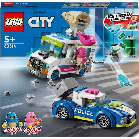 Seturi de constructie - LEGO® City - Politia in urmarirea furgonetei cu inghetata 60314, 317 piese