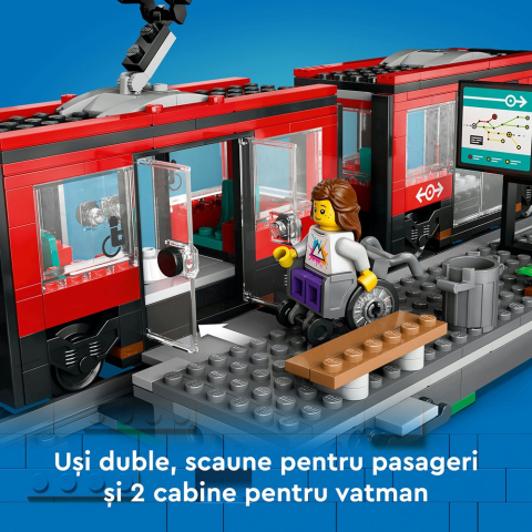 Mega Set de Constructii - LEGO® City Stație și Tramvai Rosu  în Centrul Orașului , 811 Piese , 7 ani + [6]