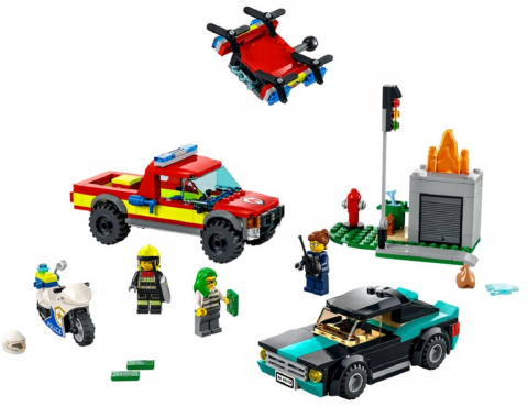 LEGO® City - Stingere de Incendiu si Urmarire cu Motocicleta de Politie , 295 piese -  COD 60319 [2]