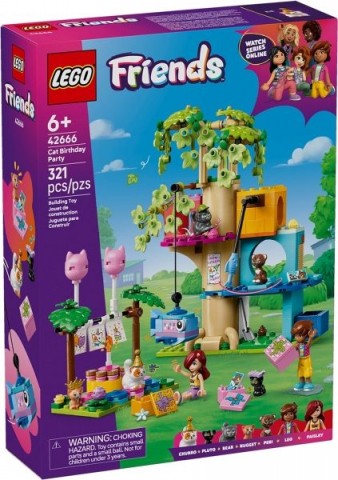 Seturi de constructie - LEGO® Friends Cat Birthday Party  – Petrecere de Ziua Pisicii in Casuta din Copac