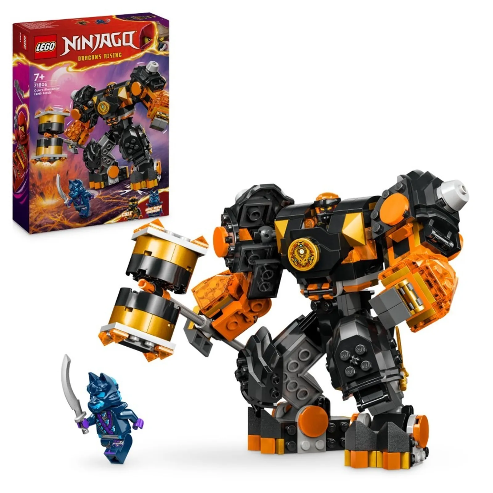 Roboti de jucarie - LEGO® Ninjago® -  Marele Robot Stihie de Pamant al lui Cole 71806, 235 piese, 7ani +