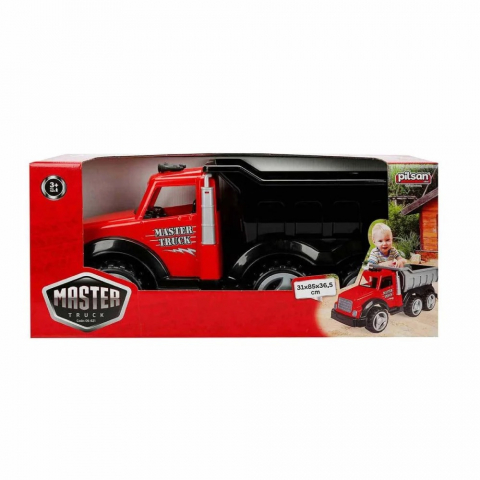Jucarii in Reclama TV - Masina Basculanta Mare, Master Truck Big Foot'' 6 Roti si Bena Neagra Rabatabila, Dimensiuni 85 x 37 x 31 CM