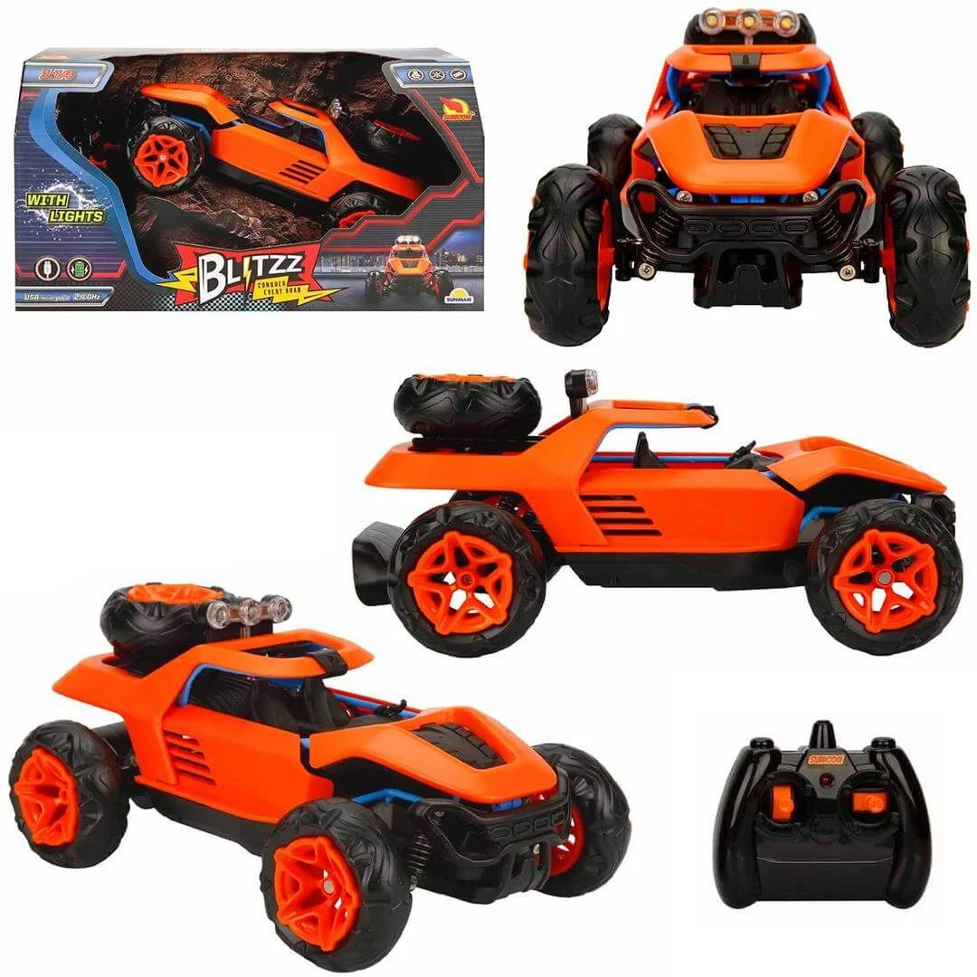 Masinute - Masinuta de Teren cu Telecomandă  Blitzz Off-Road , Reîncărcabilă prin USB , Iluminată, Luminile de Plafon Intermitente ,  Frecvență de 2,4 GHz ,  32 CM Lungime -  Scară 1:14