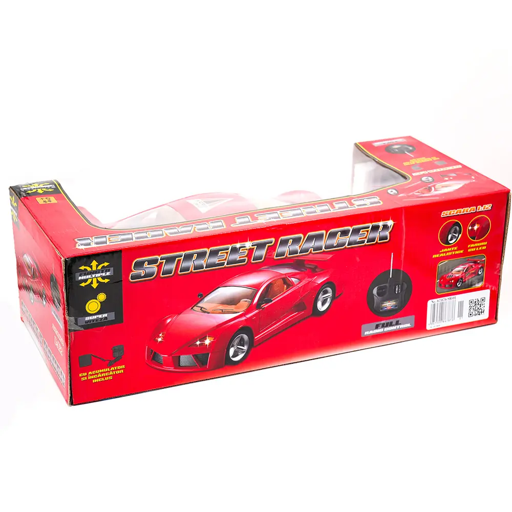 Masinute - Masina cu Telecomanda Motor Racer Street , Faruri LED, Acumulator si Incarcator Incluse, Scala 1:12 , Culoare Rosie