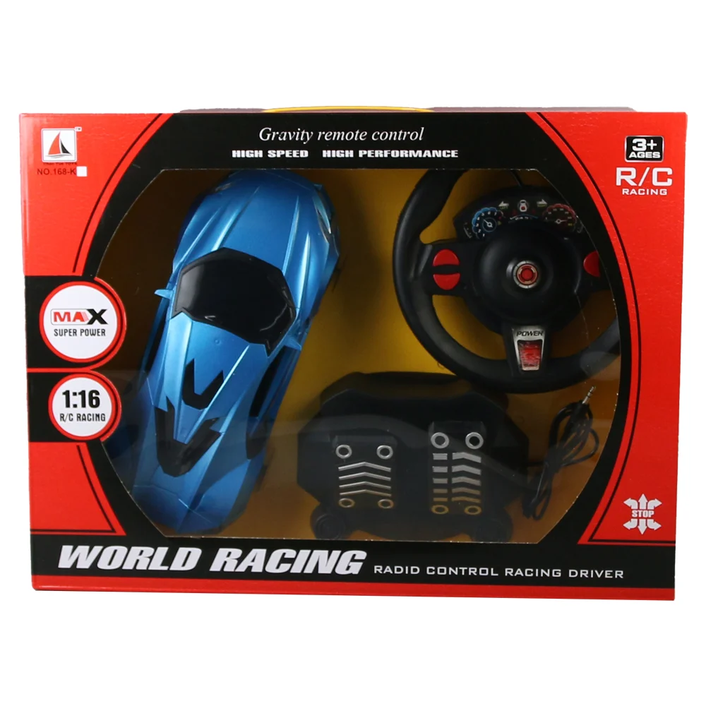 Masinute cu Radiocomanda - Masina cu Telecomanda tip Volan si Pedale cu Acceleratie , Scara 1:16, Lumini LED, 2,4Ghz, Design Supercar Dimensiune Set   43cm L x 32cm I x 9 cm l - Masinuta Alabastra