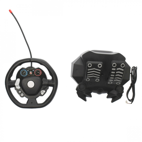 Masina cu Telecomanda tip Volan si Pedale cu Acceleratie  , Scara 1:16, Lumini LED, Design Supercar,  Dimensiune Set   43cm L x 32cm I x 9 cm l  - Masinuta  Rosie [6]