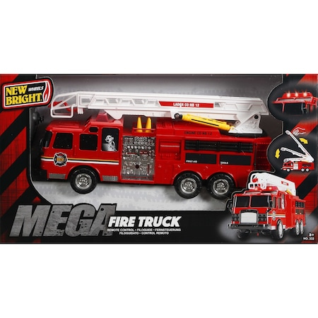 Masinute - Masina de Pompieri cu Radiocomanda , Sunete si Lumini Realistice , Scara de Incendiu Extensibila , Mega Fire Truck , 65 CM
