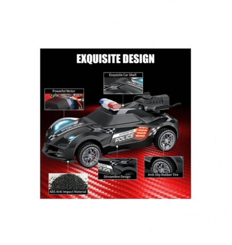 Masinuta cu Radiocomanda de Politie SpeedX Drift Turbo, Scoate Fum, Scara 1:20, Lumineaza Farurile, Functii - Stanga, Dreapta, Inainte si Inapoi, Neagra 18 CM [13]