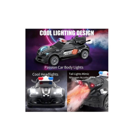 Masinuta cu Radiocomanda de Politie SpeedX Drift Turbo, Scoate Fum, Scara 1:20, Lumineaza Farurile, Functii - Stanga, Dreapta, Inainte si Inapoi, Neagra 18 CM [12]