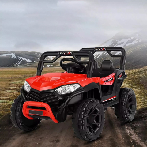 Masinuta Electrica cu Acumulator si Radiocomanda  pentru Copii -  Model Offroad  Buggyi UTV, Faruri Luminoase, 3 Viteze, Lungime 110 cm, , Rosu Camuflaj Spiderman [8]