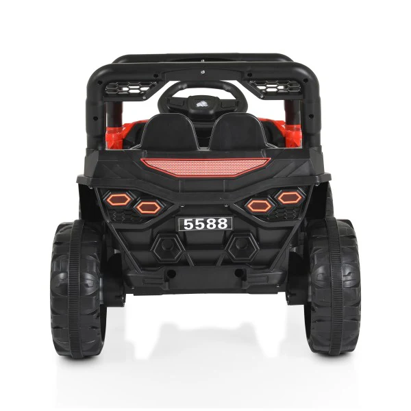 Masinuta Electrica cu Acumulator si Radiocomanda  pentru Copii -  Model Offroad  Buggyi UTV, Faruri Luminoase, 3 Viteze, Lungime 110 cm, , Rosu Camuflaj Spiderman [5]