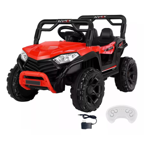 Masinuta Electrica cu Acumulator si Radiocomanda  pentru Copii -  Model Offroad  Buggyi UTV, Faruri Luminoase, 3 Viteze, Lungime 110 cm, , Rosu Camuflaj Spiderman [7]
