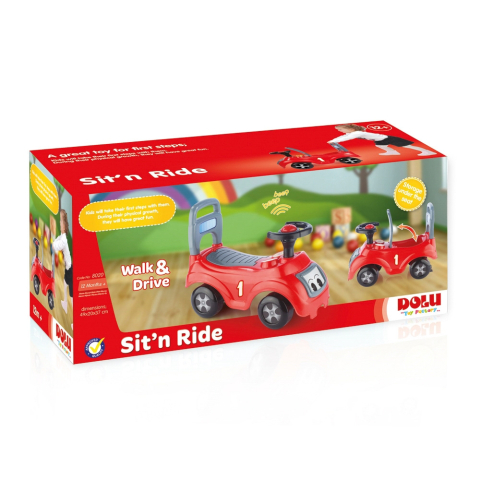 Masinuta tip Premergator pentru Bebelusi cu Volan si Spatiu de Depozitare, Spatar Inalt - Model Formula 1  - Rosu cu Negru [13]