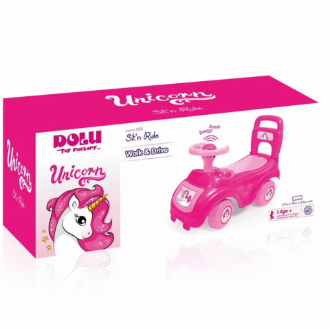 Masinuta tip Premergator cu Volan si Spatiu de Depozitare, Spatar Inalt -  Model Unicorn 37x48x21cm  - Roz [6]