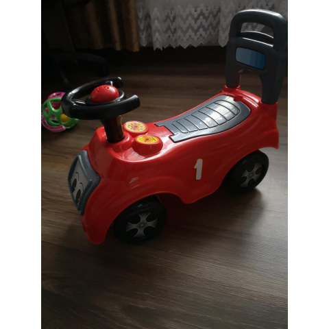 Masinuta tip Premergator pentru Bebelusi cu Volan si Spatiu de Depozitare, Spatar Inalt - Model Formula 1  - Rosu cu Negru [12]