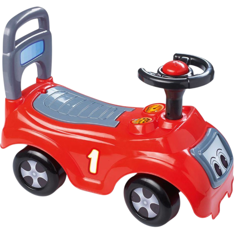 Masinuta tip Premergator pentru Bebelusi cu Volan si Spatiu de Depozitare, Spatar Inalt - Model Formula 1  - Rosu cu Negru [9]